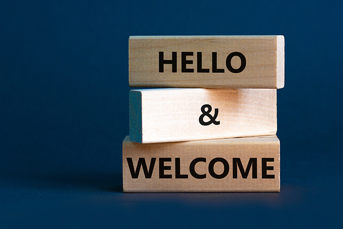 Blocks that read Hello & Welcome