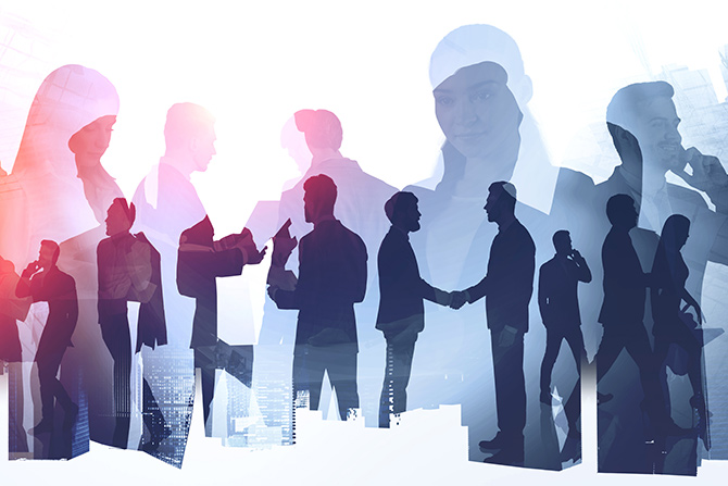 Group of professionals networking