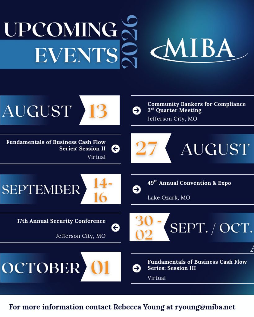 Upcoming events August through October 2026